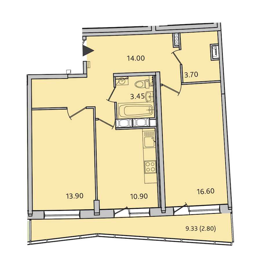 Двухкомнатная квартира в СПб Реновация: площадь 65.35 м2 , этаж: 2 – купить в Санкт-Петербурге